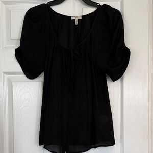 Joie Black Silk Tie-Front Blouse